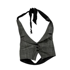 Anna‎ Sui for Target Grey Plaid Halter Vest Top Waistcoat Size M